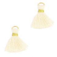 Ibiza style Tassel 1.5cm Gold-off white